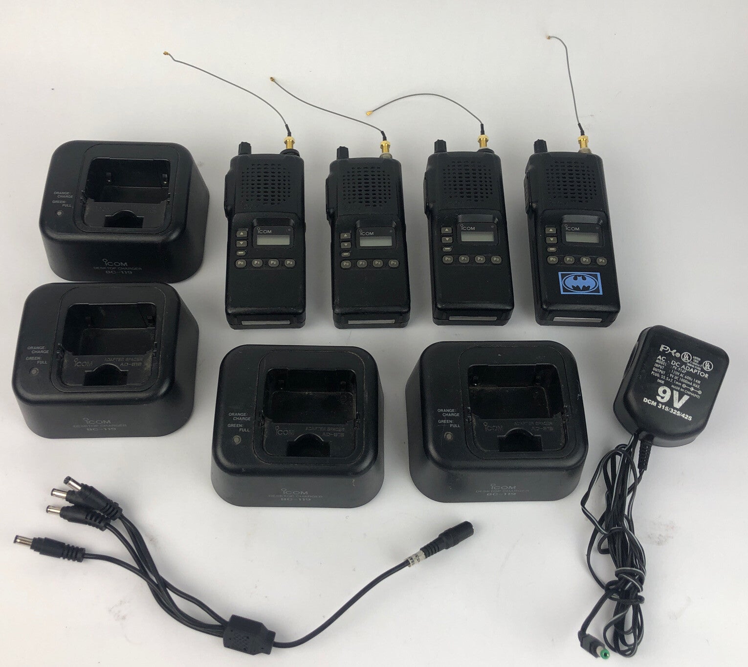 4 x ICOM IC-F4S-4 2 way Radios w ICOM BC-119 Desktop Chargers with Batteries