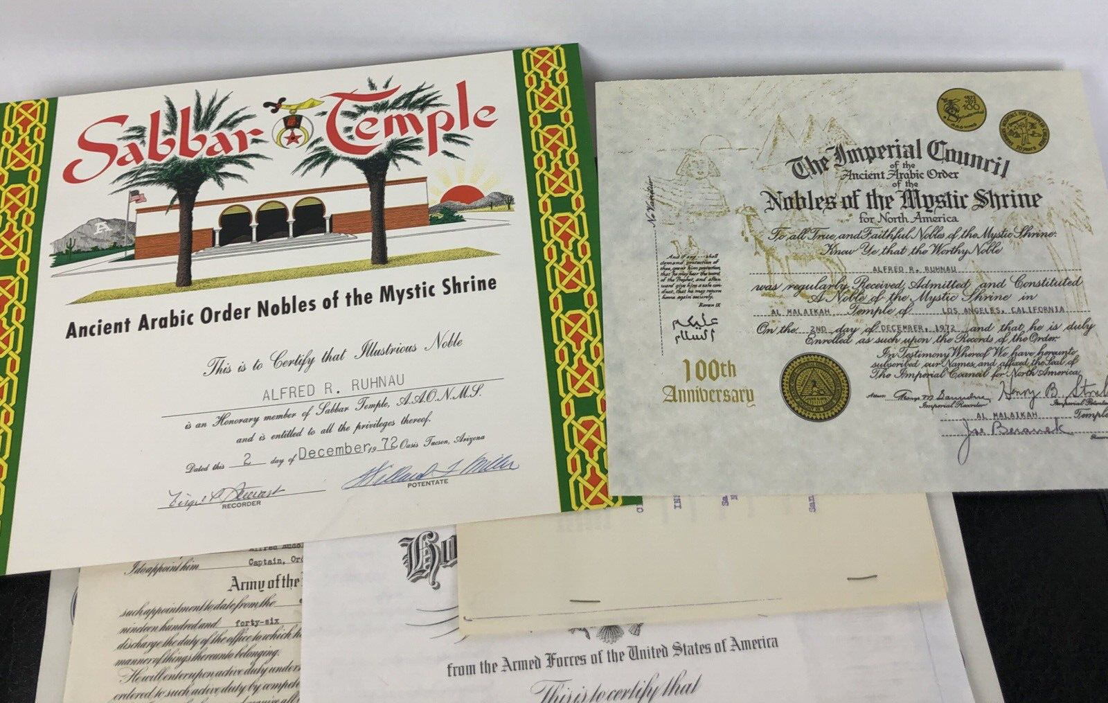 Vintage Free Mason Templar California Diploma Certificate License Award Huge LOT