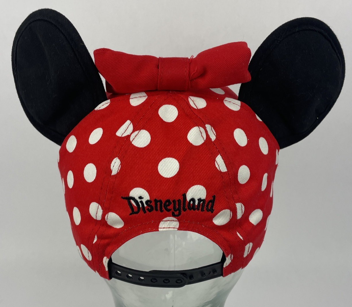 Minnie Mouse red polka dot bow ears adjustable cap hat OSFM
