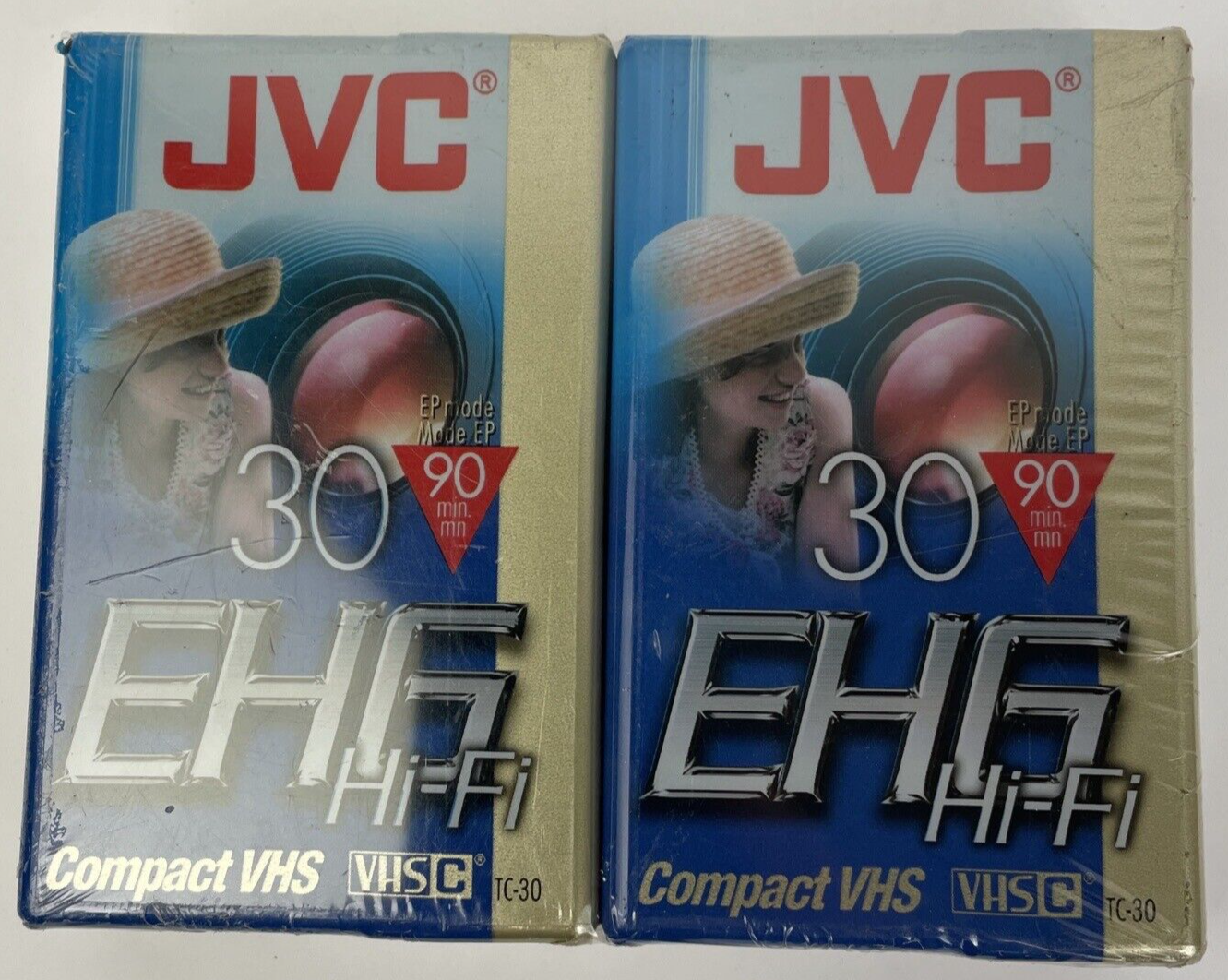 JVC EHG 30 Hi-Fi Compact VHS 90 Minute Tapes TC-30 EHGDU New Sealed 2-Pack A2