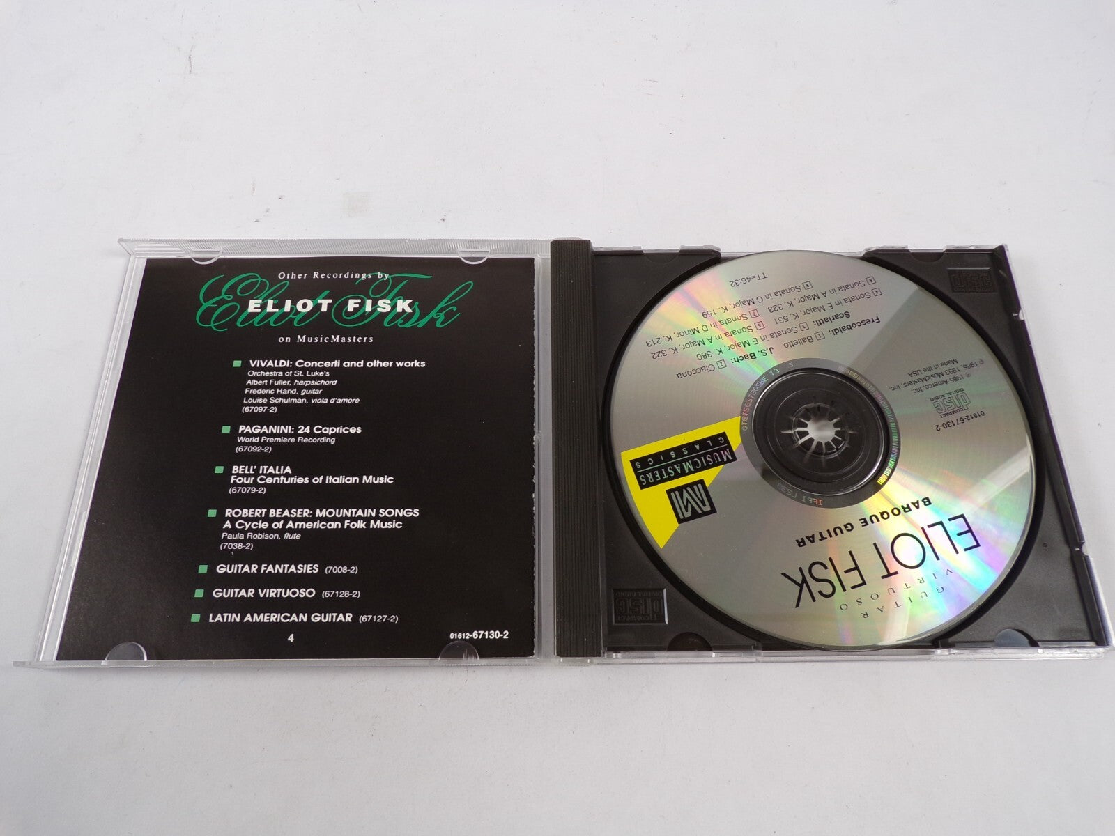 Guitar Virtuoso Eliot Fisk Baroque Guitar Sonata In E Major, K,380 CD #40