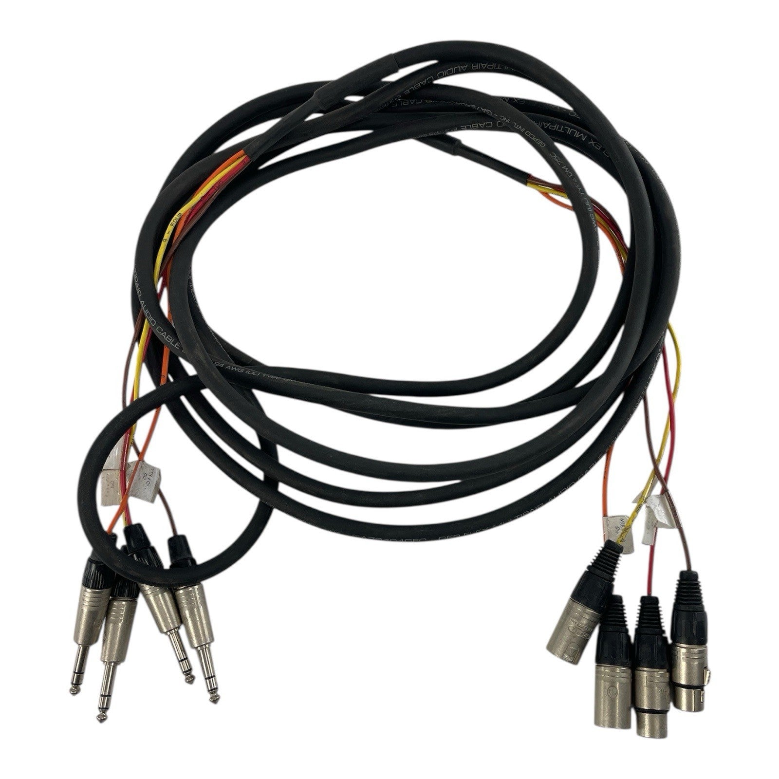 GEPCO 4 Channel Male 1/4" Phone to 3-Pin Neutrik XLR Female Male Snake Cable 20'