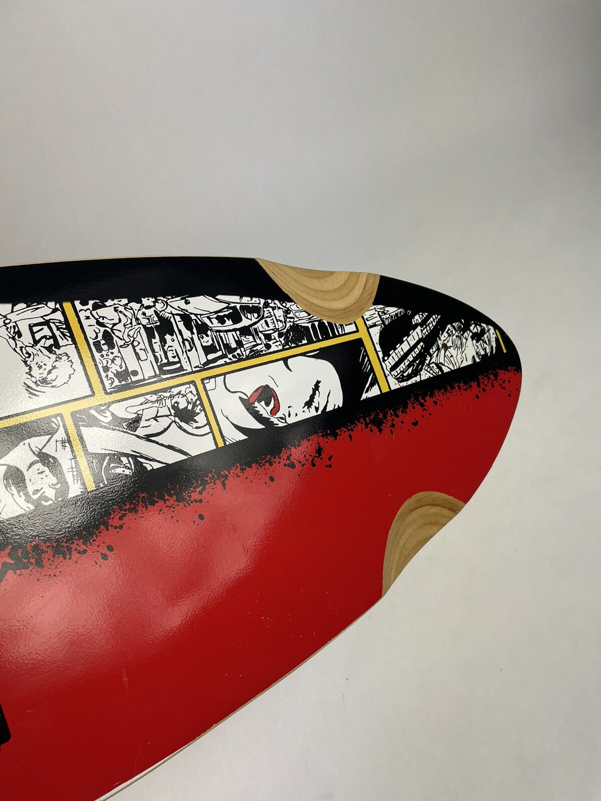 Frite Alors! pintail downhill top mount 8-ply maple skateboard deck 8.75 x 39.625 inches.