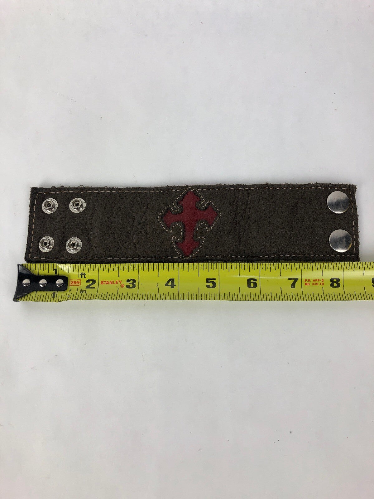 Unique Wide Leather Wrist Belt Cuff Bracelet W Snaps + Hidden Valuables Pocket 6