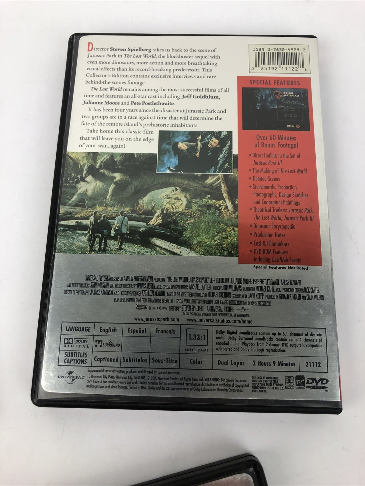 Jurassic Park Lot Of 3 DVDs (Jurassic Park, The Lost World, Jurassic Park 3)