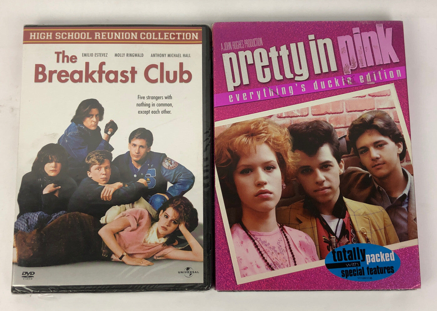 The Breakfast Club / Pretty In Pink (2 DVD Video Lot) Molly Ringwald Brand New
