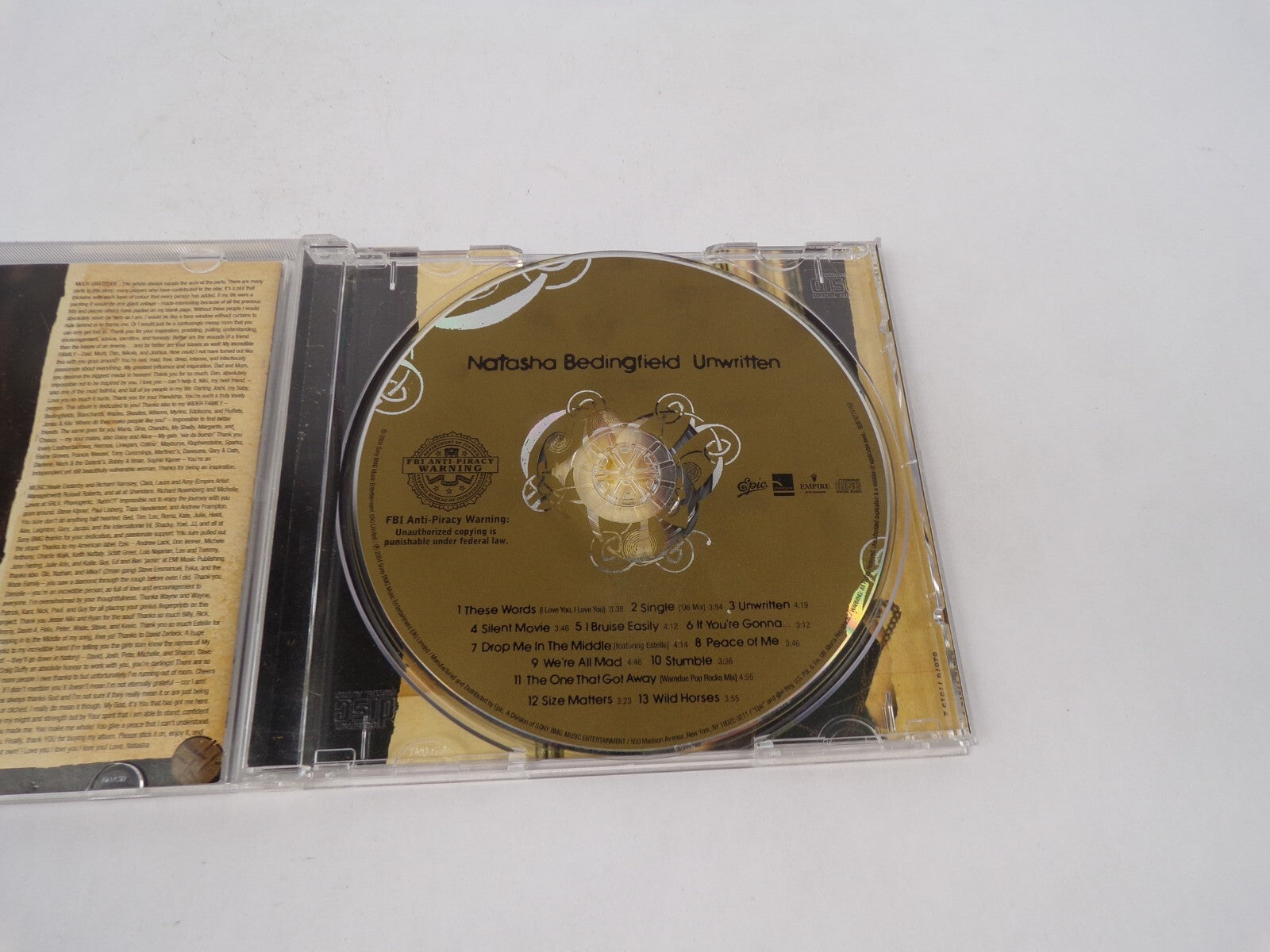 Natasha Bedingfield Unwritten These Words Single Silent Movie I Bruise EasiCD#70