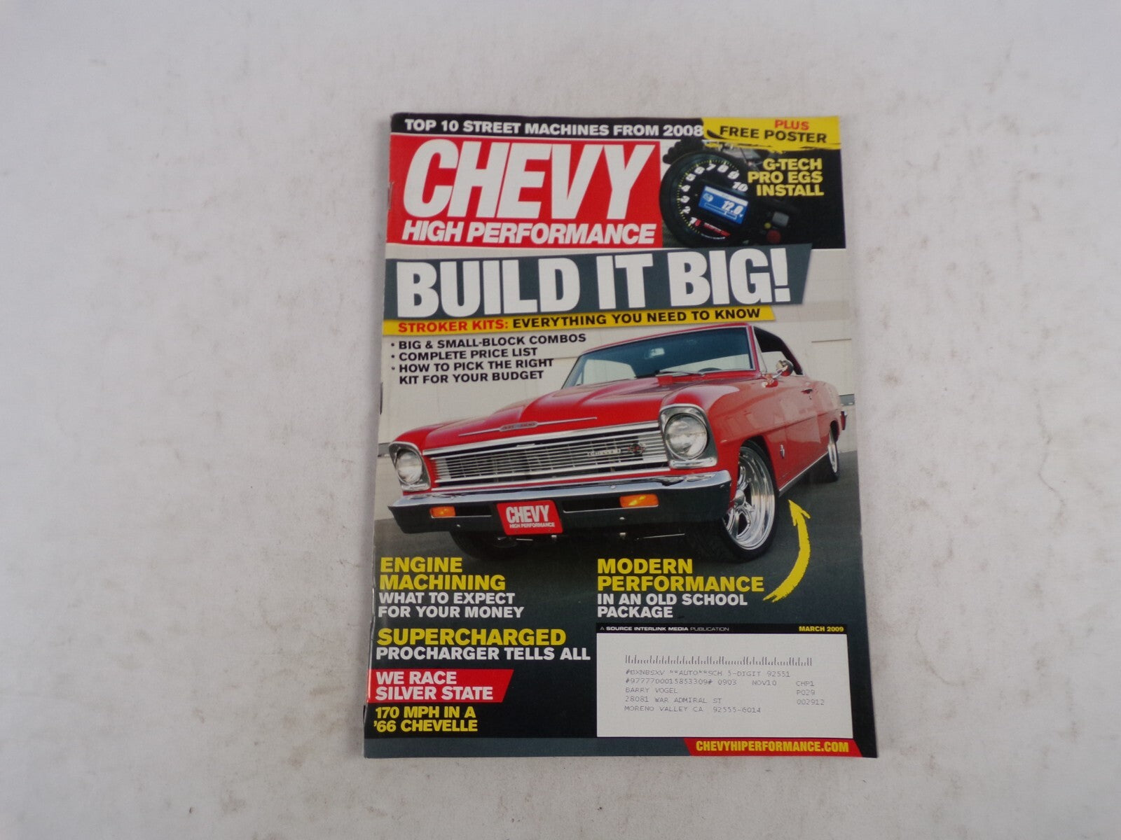 March 2009 Chevy High Performance Build It Big! Engine Machining 170 MPH