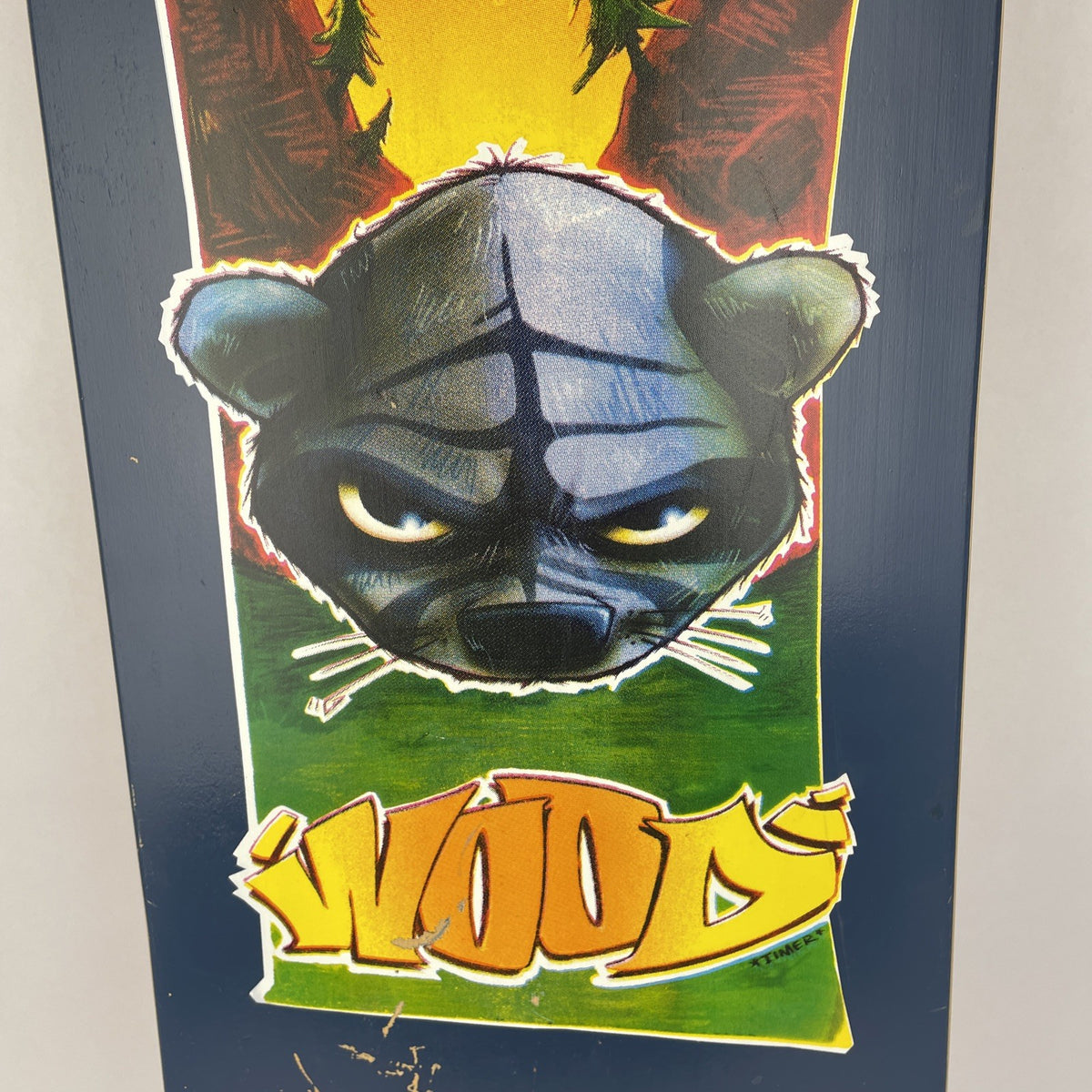 Vintage Woodchuck Laminates Circa 1996 Timer Bear Skateboard Deck 8.375" x 31.5