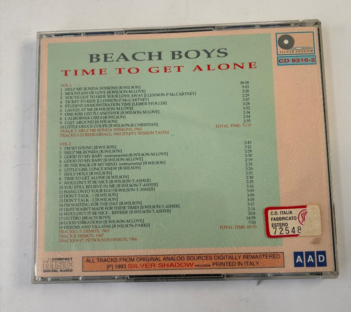 Time To Get Alone Beach Boys Silver Shadow Records CD 1993