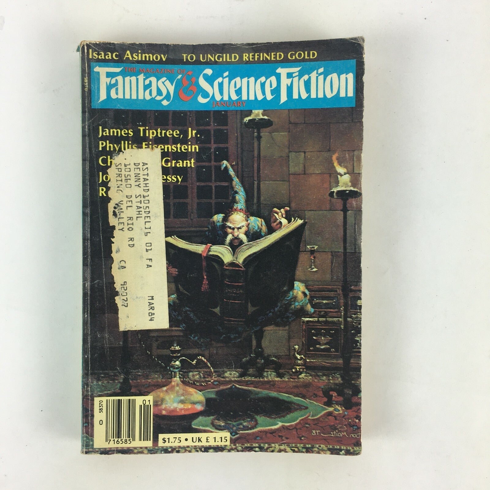 January Fantasy & Science Fiction James Tiptree JrPhyllis Eisenstein IsaacAsimov