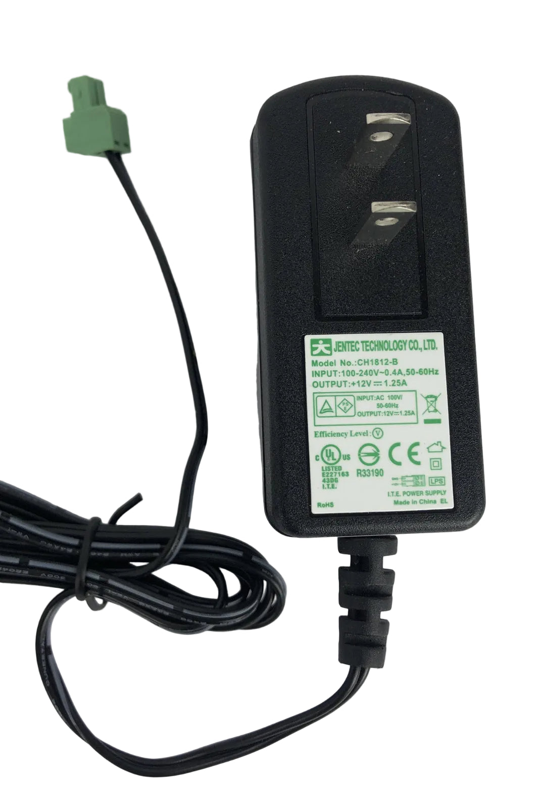 JENTEC TECHNOLOGY AC Adaptor Power Supply CH1812-B 12VDC 1.25A A27