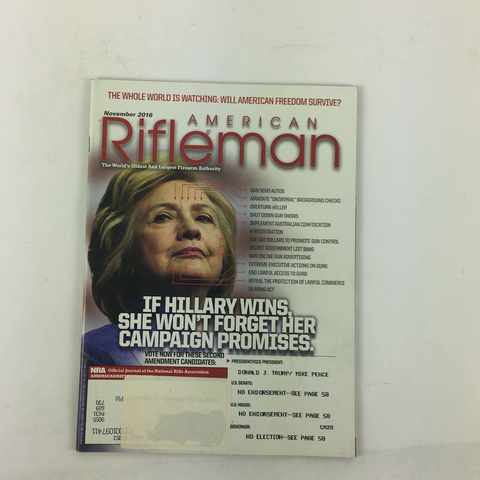 November 2016 American Rifleman Magazine If Hillary Wins She Won't Forget Her