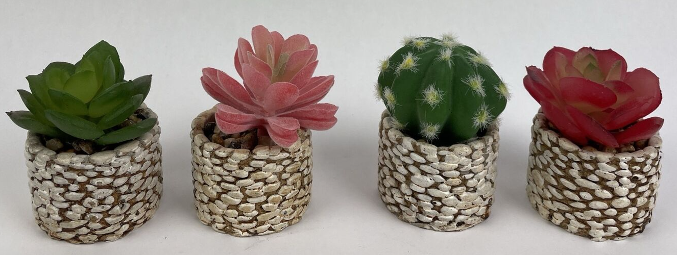 4 x Karlliu Artificial Plants Mini Succulent Flowers in Ceramic Pot Small Fake