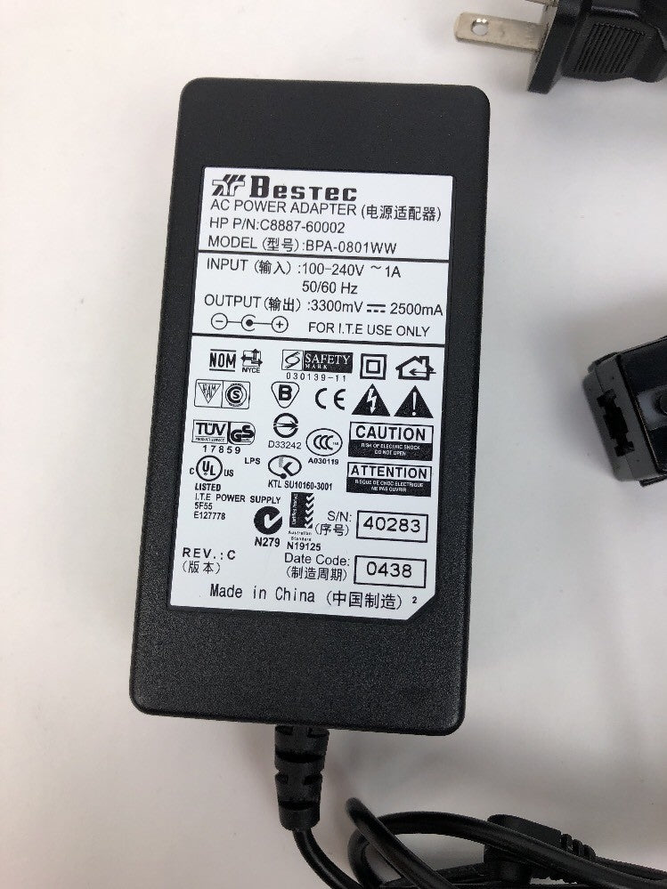 Bestec BPA-0801WW 100-240v AC 1A 3.3V 3300mV DC 2.5A 2500mA Meter Tested Working