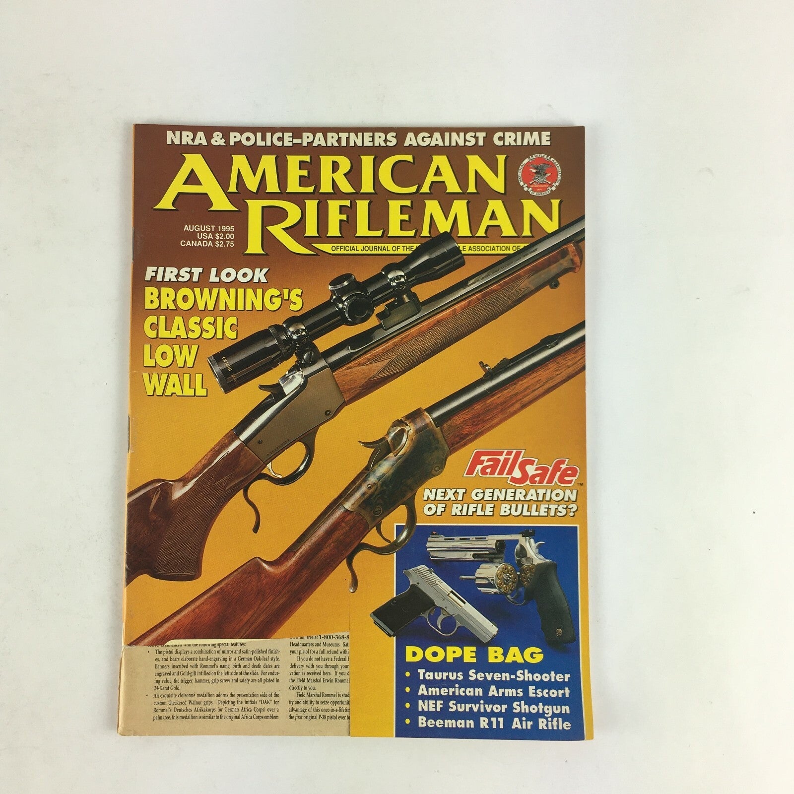 August 1995 American Rifleman Magazine First Look Browning's Classic Low Wall