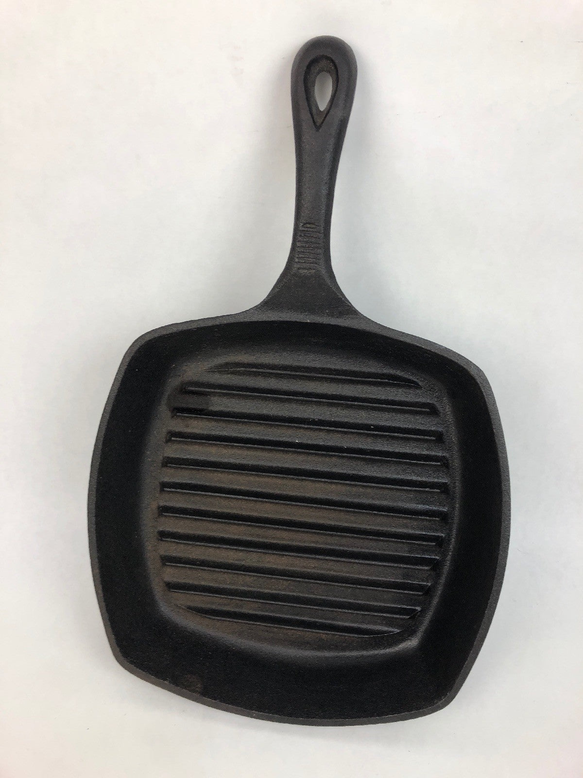 Old Vintage Emeril Cast Iron Square Grill Fry Pan Skillet Cooking Camping Tool
