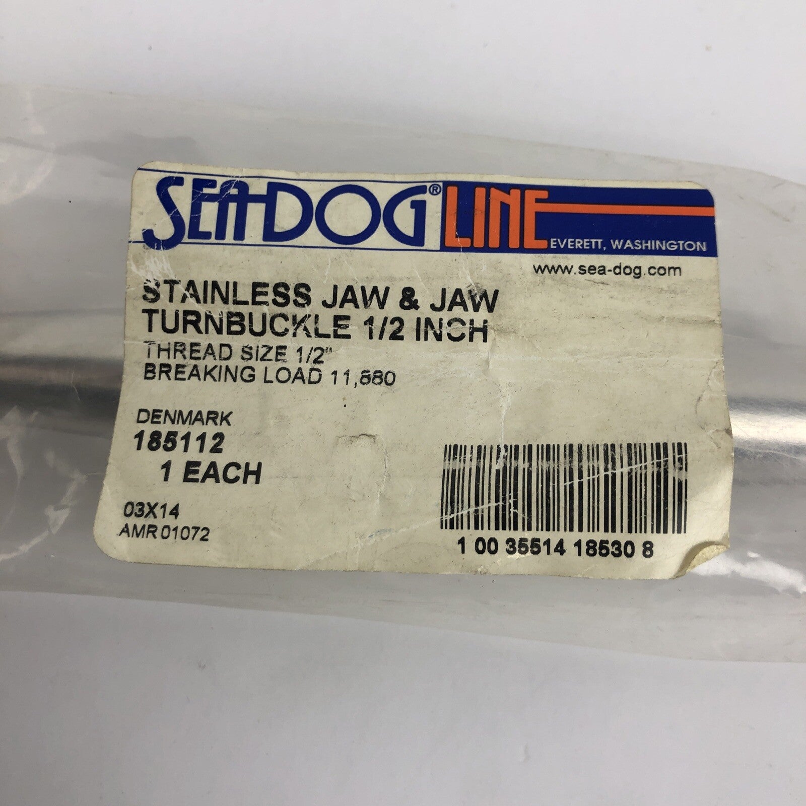 1 x Sea-Dog Line Stainless Jaw & Jaw Turnbuckle 1/2" Thread Denmark 185112 - NOS