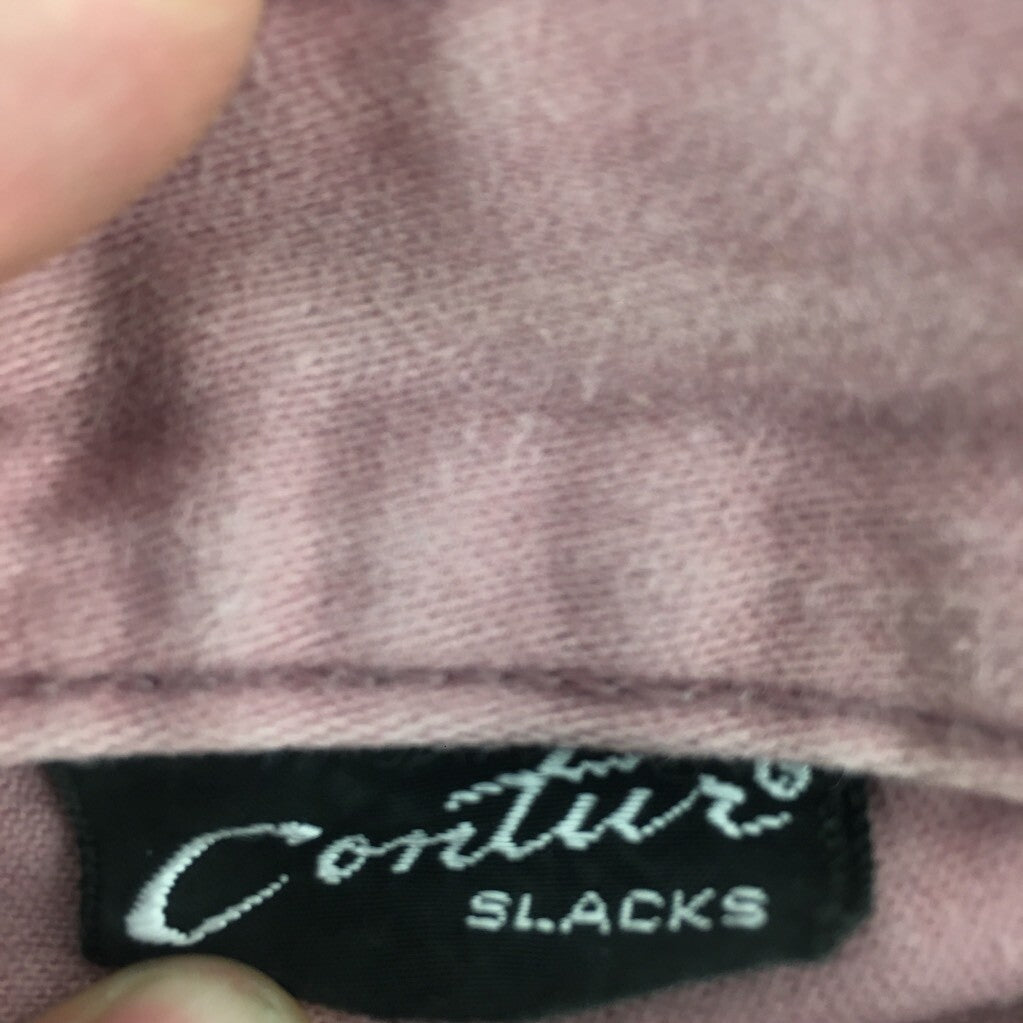 Contur Slacks Womens Straight Leg Pants Salmon Pink Zip Fly Flat Front Pocket 30