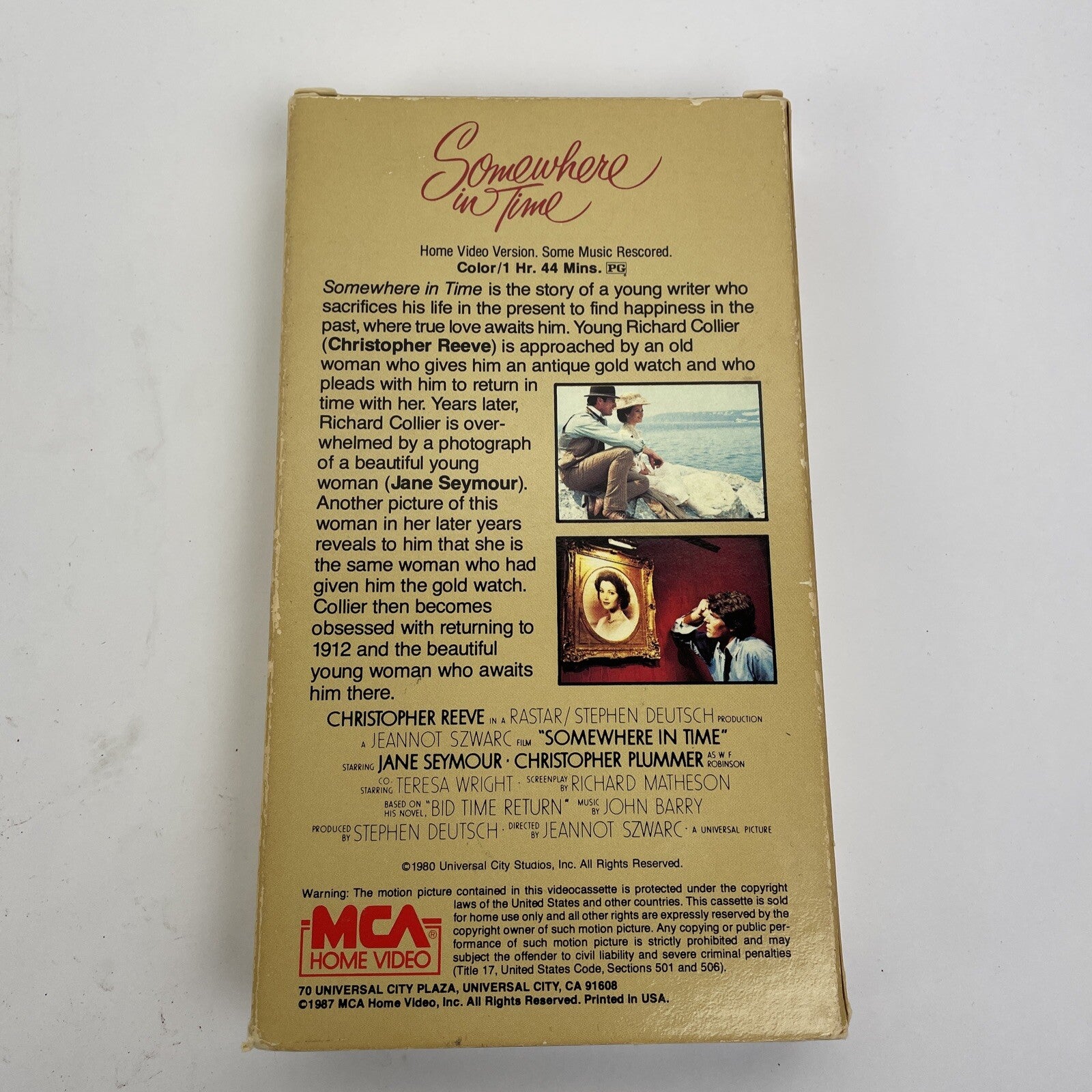 VHS Somewhere In Time Christopher Reeve PG 104 Minutes 1980 MCA Home Video