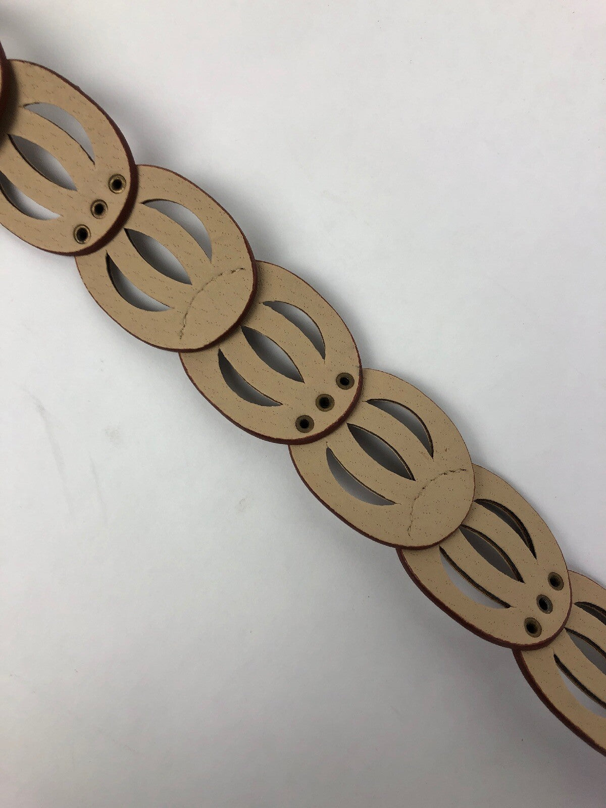 COGNAC/AB brown oval stud & cut out detail metal buckle Belt Size L 41” FSTSHP