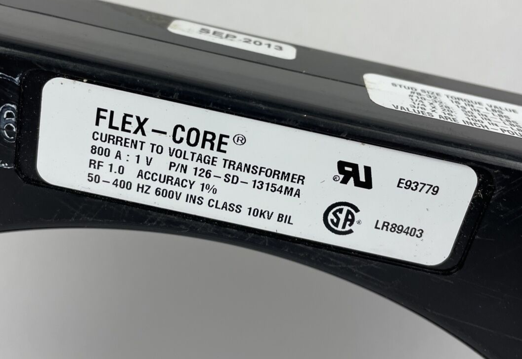 Flex-Core 126-SD-13154MA Current to Voltage Transformer 800A 1 V 50-400 HZ 600V