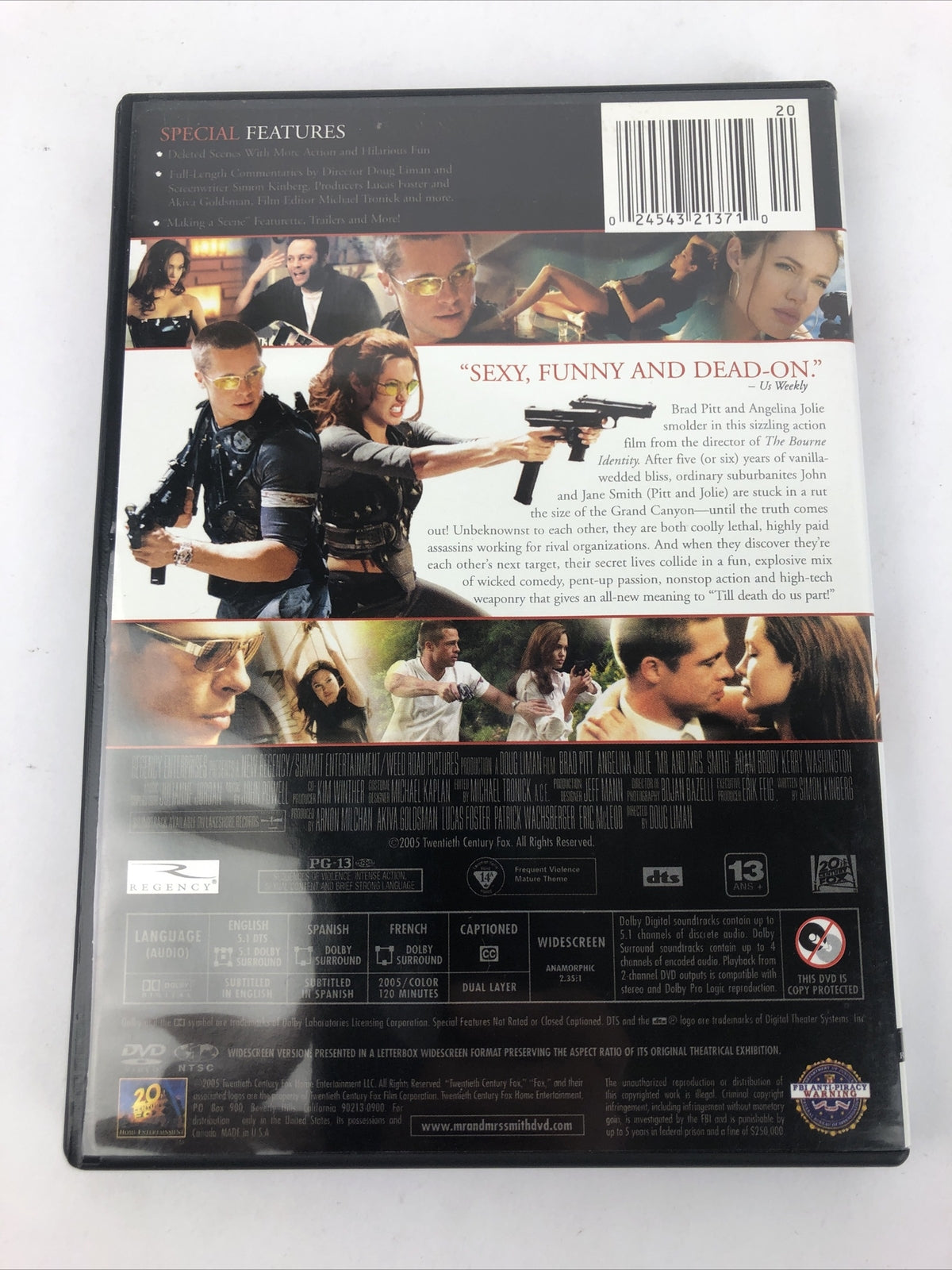 Me & Mrs Smith (DVD) widescreen Angelina Jolie Brad Pit - Mint Condition