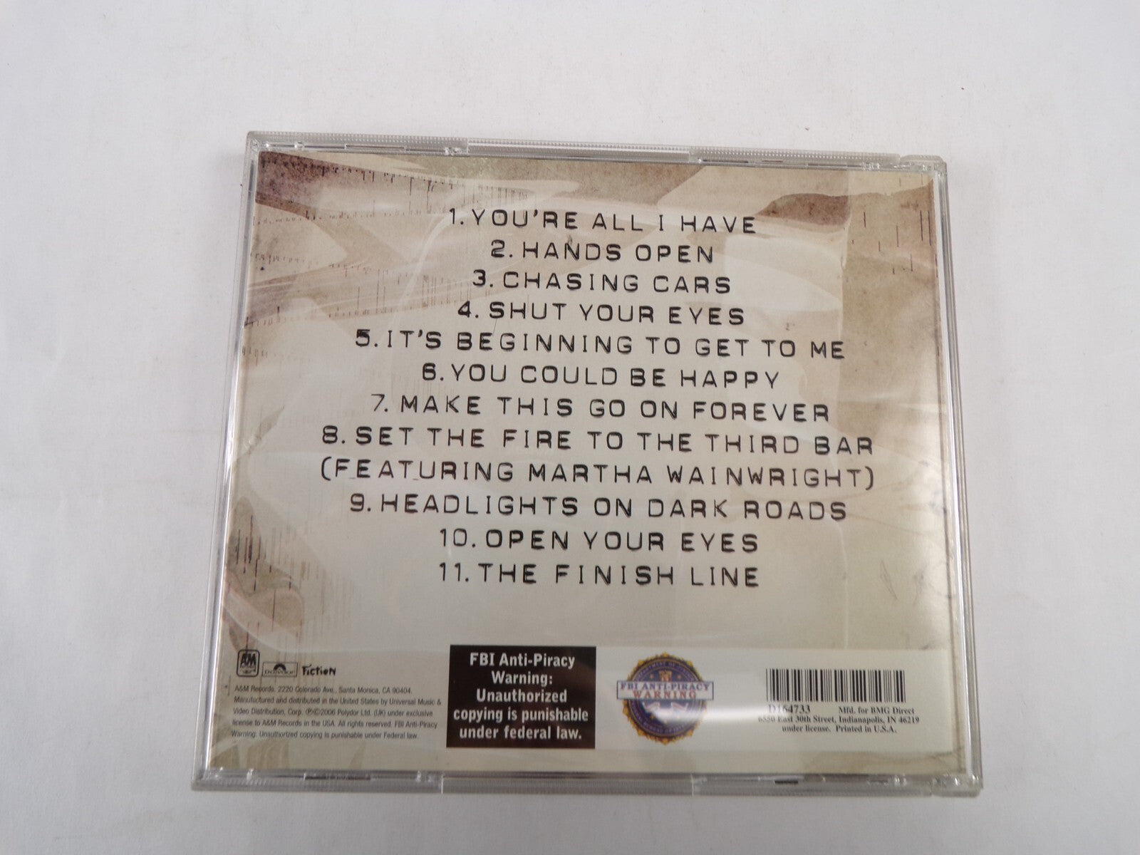 Snow Patrol Eyes Open You Re All I Have Hands Open The Finish Line CD#55