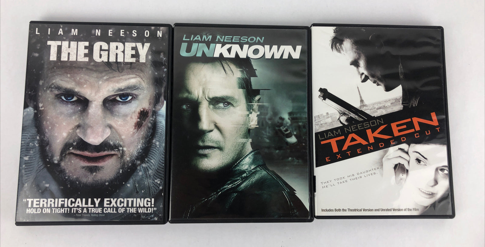 Taken The Grey Unknown Liam Neeson Action Drama Movies Lot Of 3 DVD”s Mint Discs