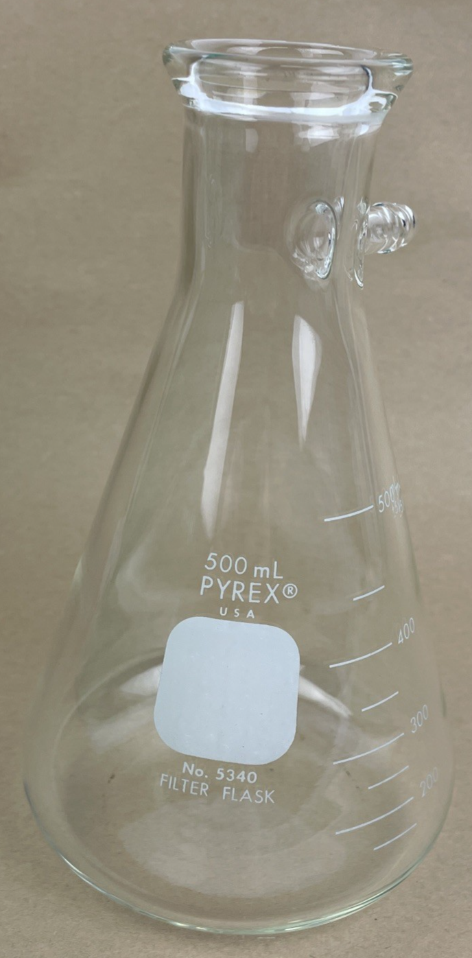 Pyrex U.S.A 500mL Filter Flask No. 5340 Borosilicate Glass Lab Vacuum Filtration