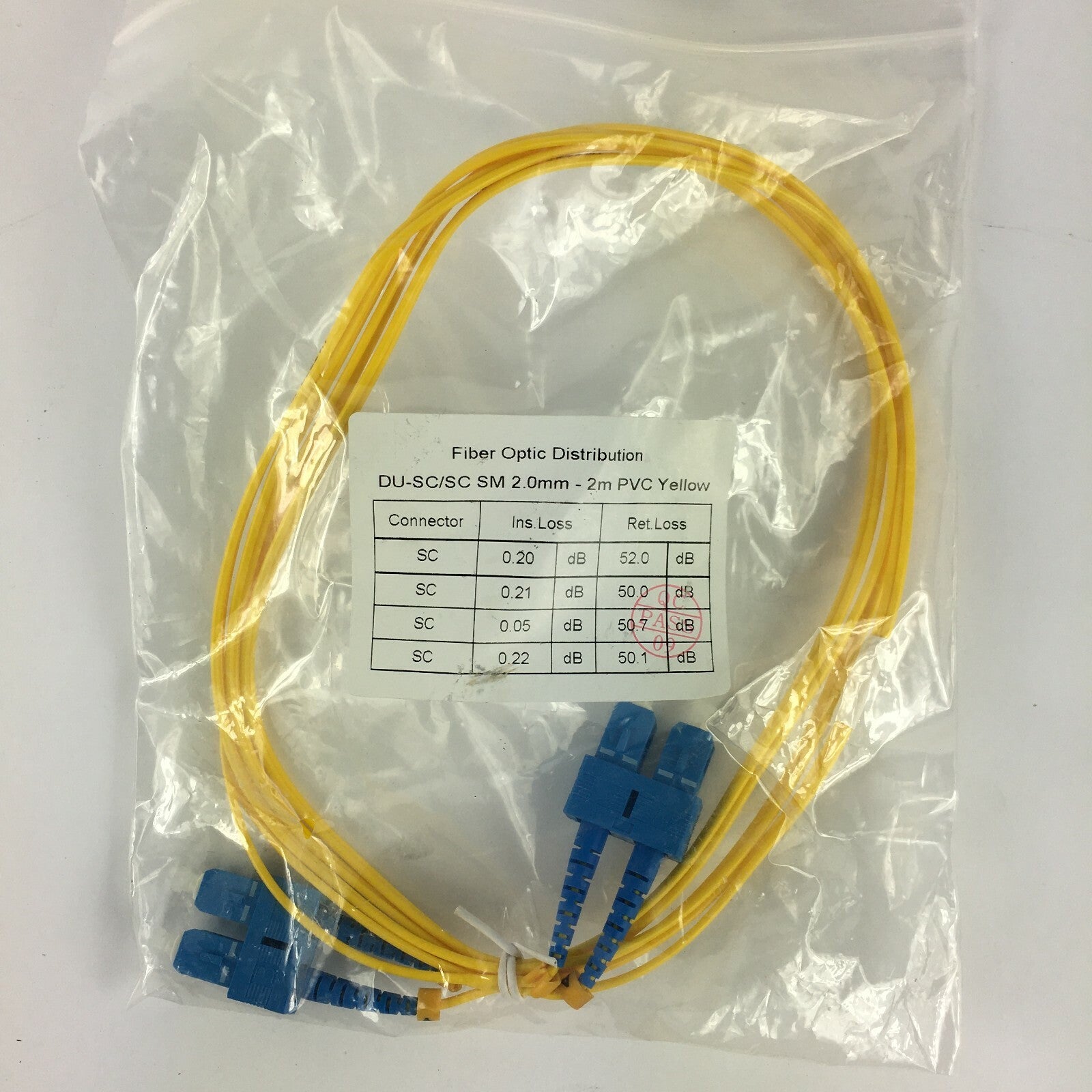 Fiber Optic Distribution DU-SC SM 2.0mm -2m PVC Yellow