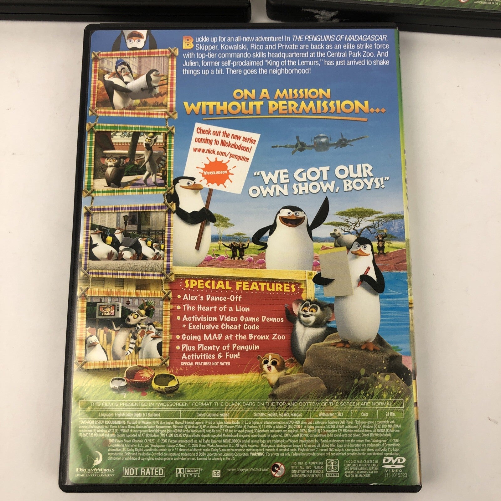 3 MADAGASCAR DVD Lot: 1; ESCAPE 2 AFRICA; The Penguins of Madagascar -Mint Discs