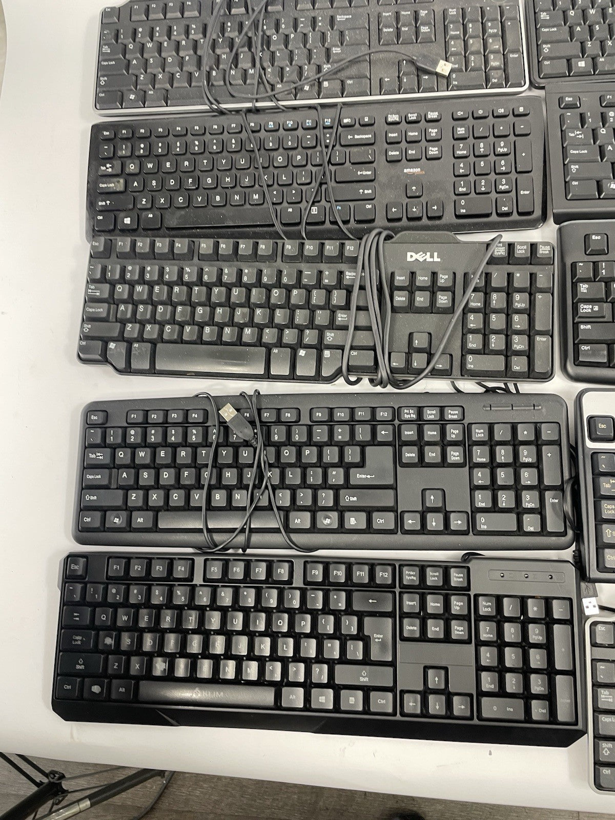 Lot OF 10 - USB Wired Standard Layout Keyboard 104-Key Mixed Random Brand Models