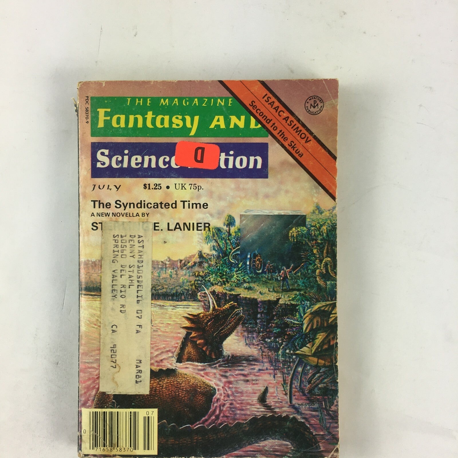 July Fantasy & Science Fiction Magazine The Syndicated Time E.Lanier