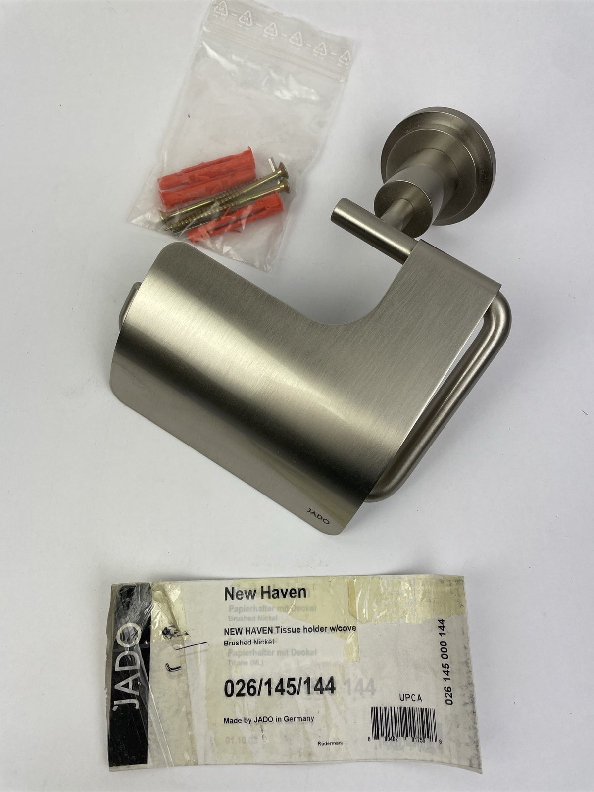OEM Jado 026/145/144 " New Haven " Hooded Brushed Nickel Toilet Paper TP Holder