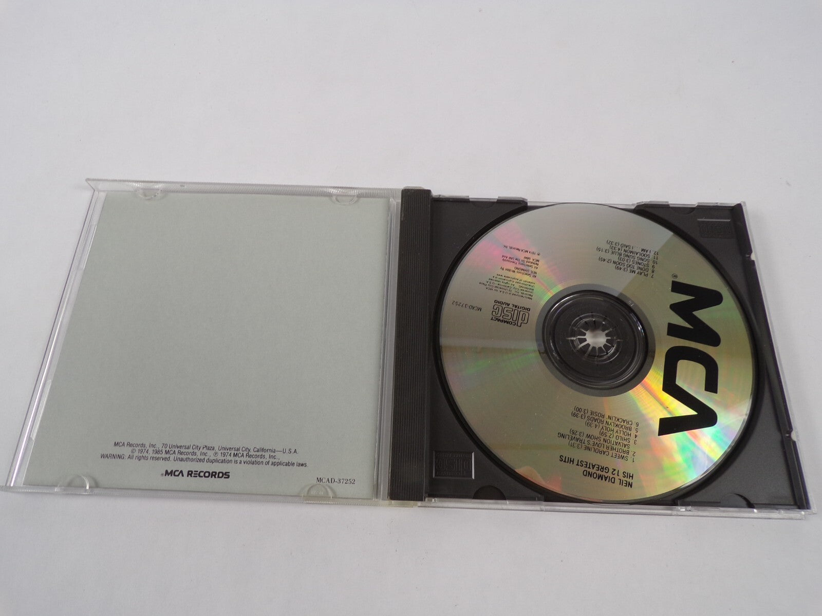 Neil Diamond His 12 Greatest Hits Song Sung Blue Iam I Said Play Me BrotherCD#27