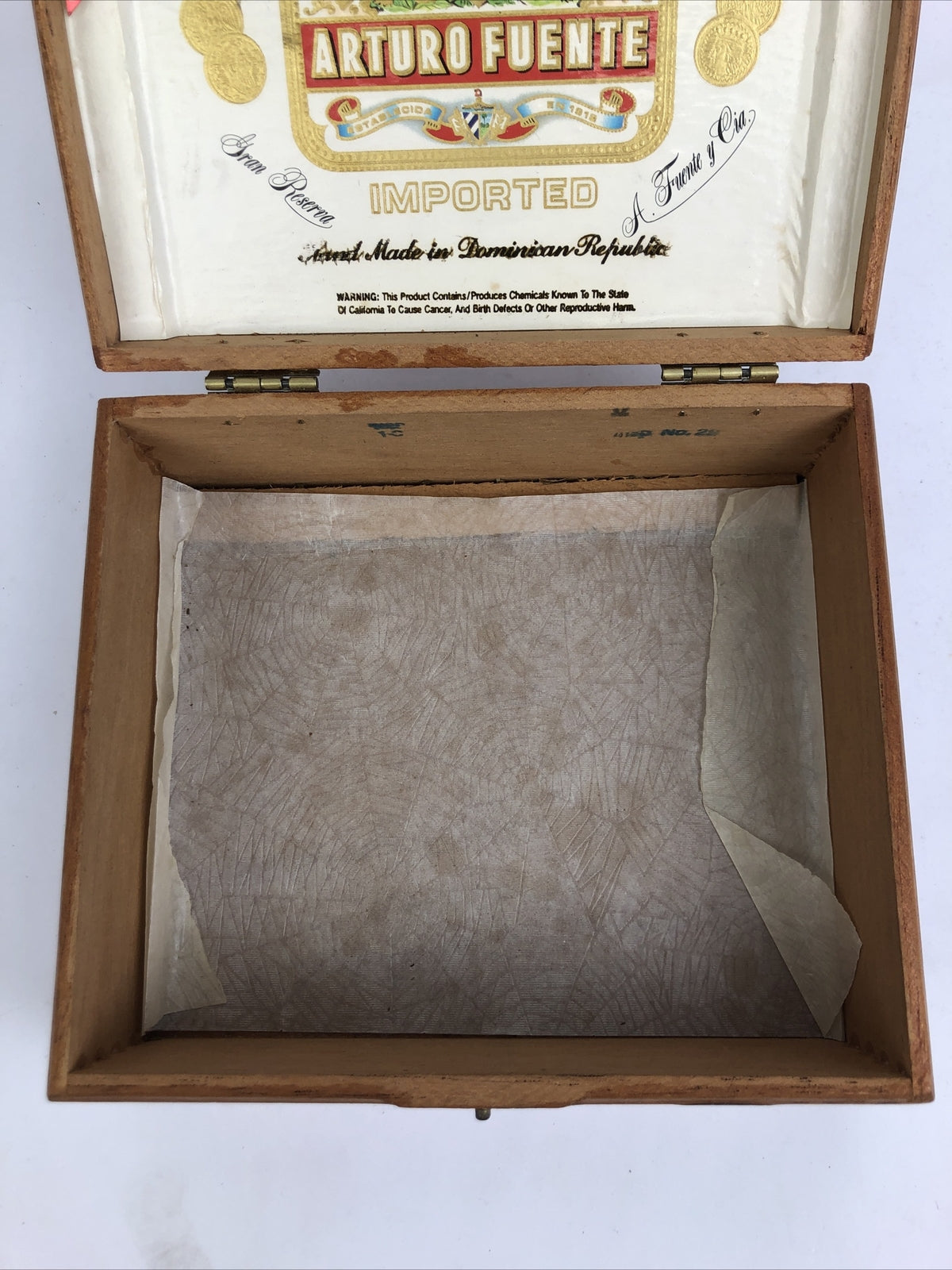 Arturo Fuente Short Story Wood Cigar Box Jewelry Trinket Trapezoid Dominican Rep