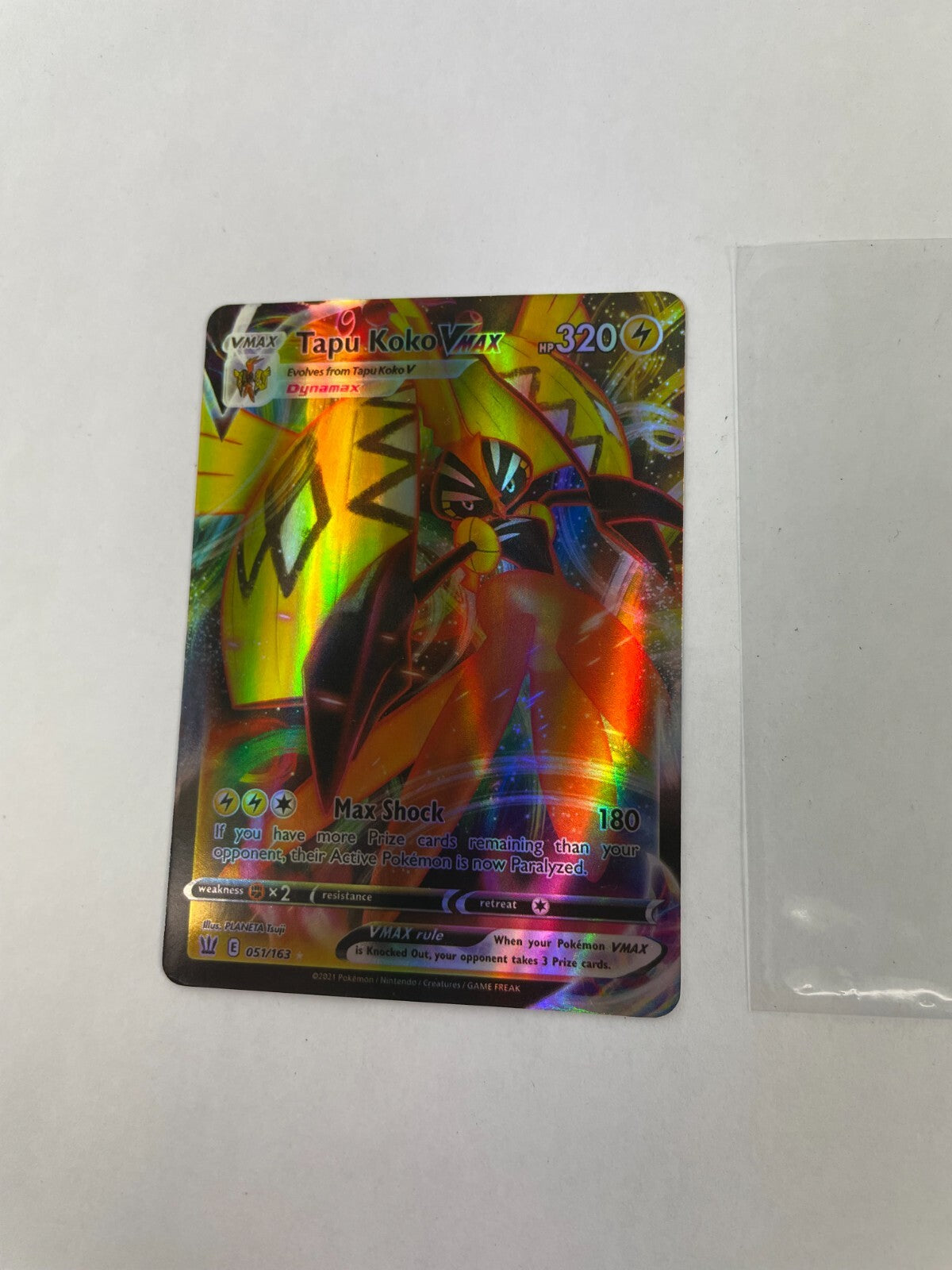 Pokemon Tapu Koko Vmax HP 320 Max Shock 180 051/163