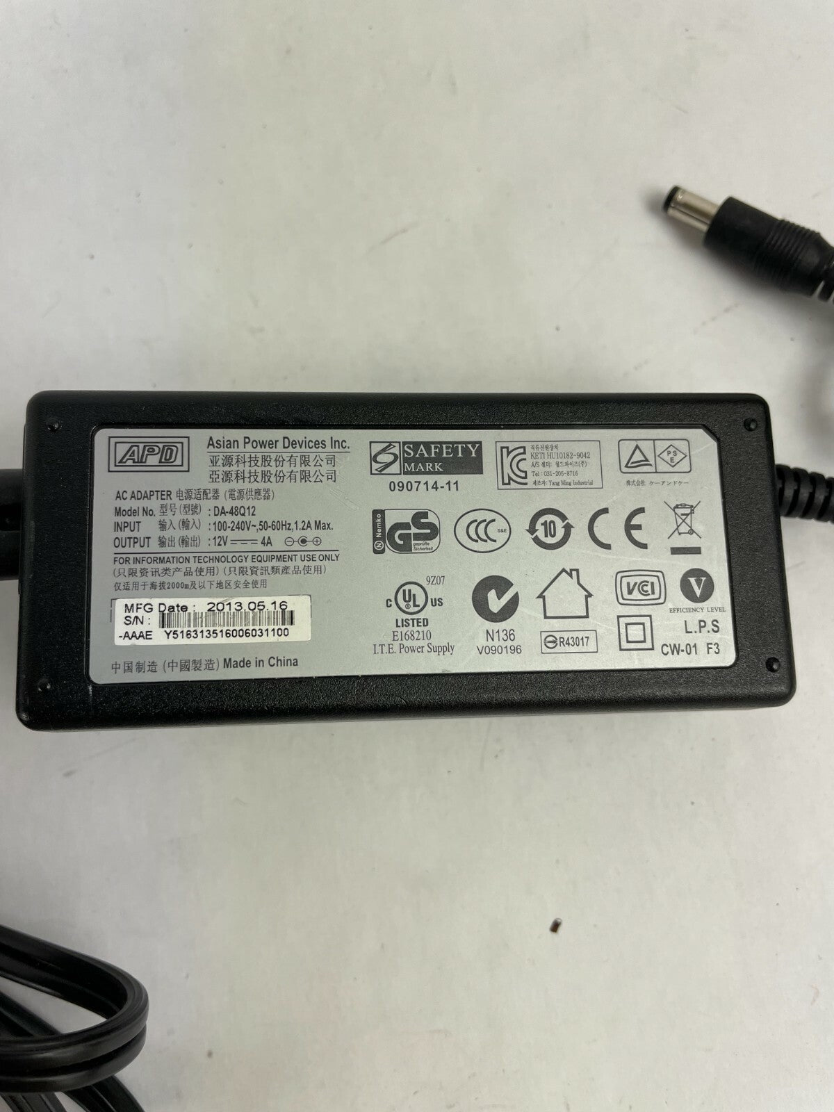 Genuine APD Ac Adapter D4-48Q12 Output 12 V 4 A Power Supply Adapter A83