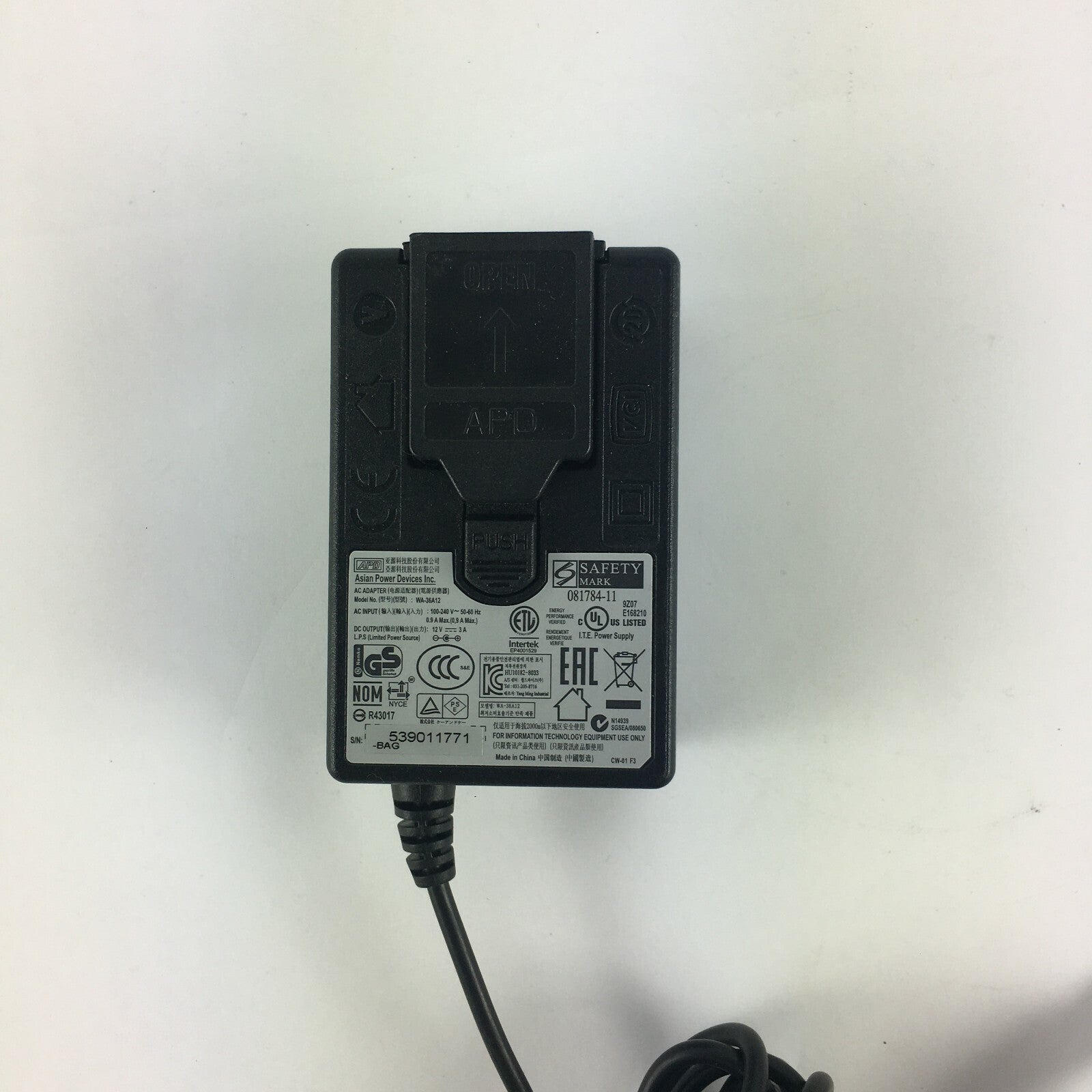Genuine APD WA-36A12 Output 12V 2A Power Supply Adapter A23