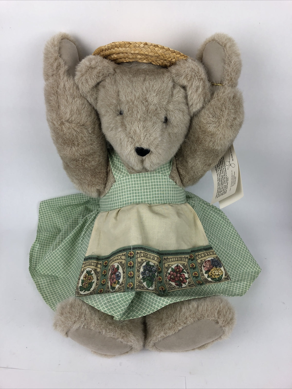 NOS THE VERMONT TEDDY BEAR COMPANY 21" Fully Dressed Jointed Limbs Straw Hat
