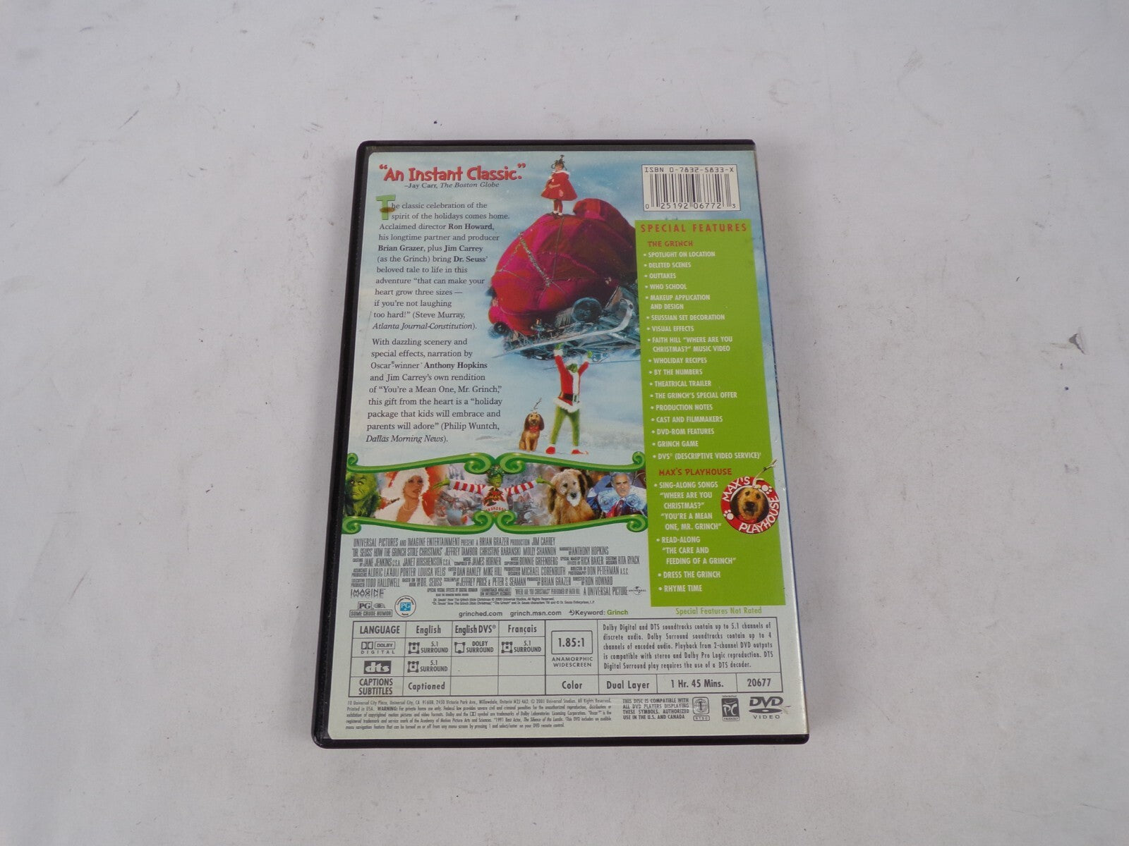 Dr. Seuss' How The Grinch Stole Christmas Widescreen Jim Carrey CollecDVD Movies