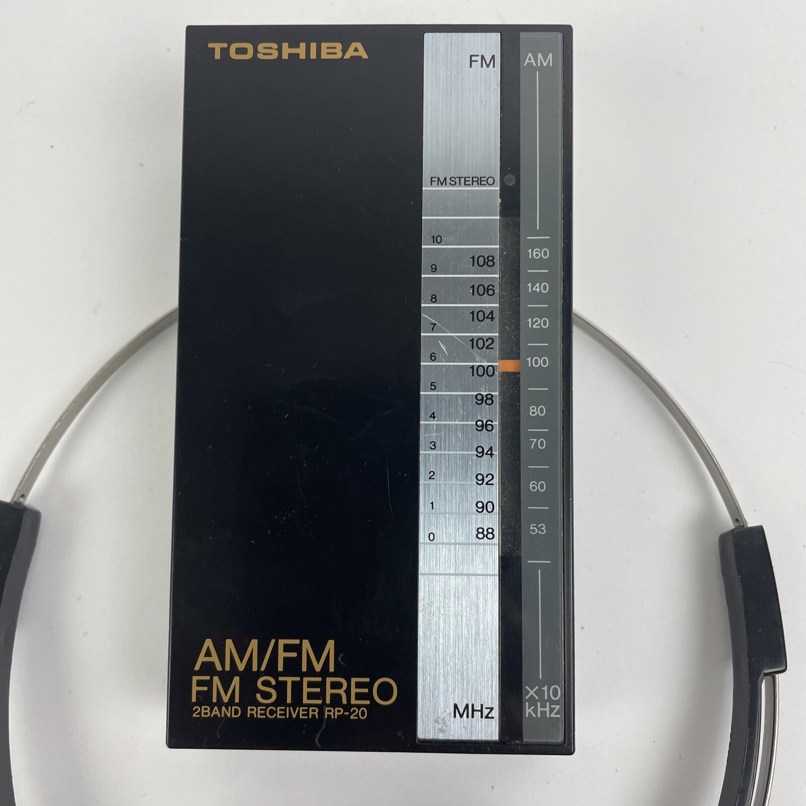 Vintage Toshiba RP-20 AM/FM Stereo Portable Receiver Black Retro Radio - LOOK