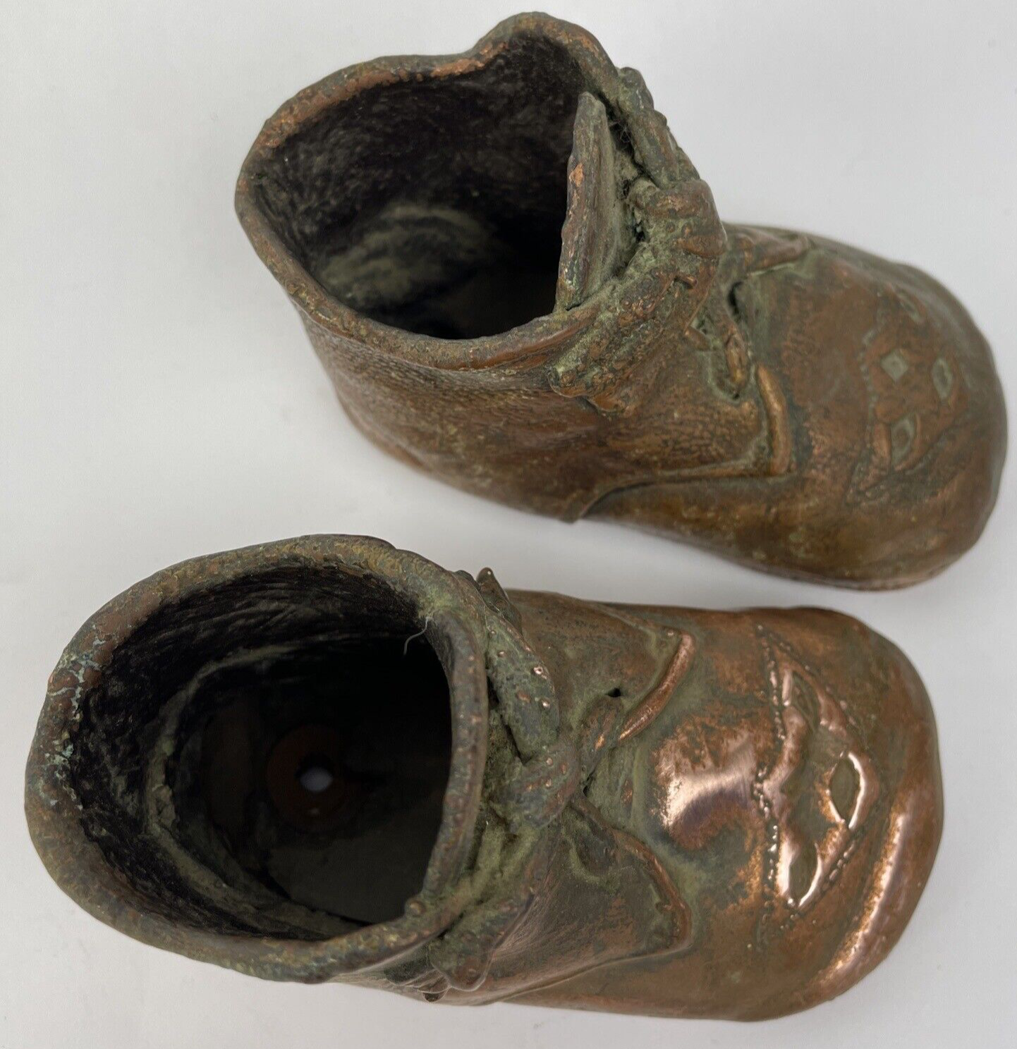 Vintage Antique Baby Brass Bronze Shoes Booties Bronze Dipped Baby Shoes LOOK