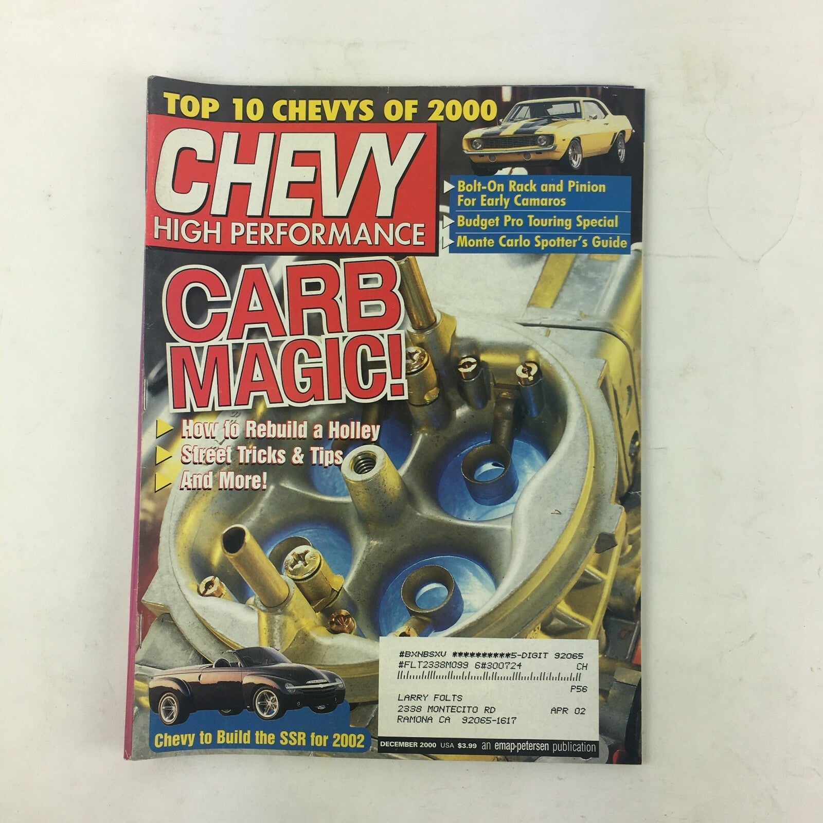 December2000 Chevy High Perfomance Magazine Crab Magic! How to Rebuild a Holley