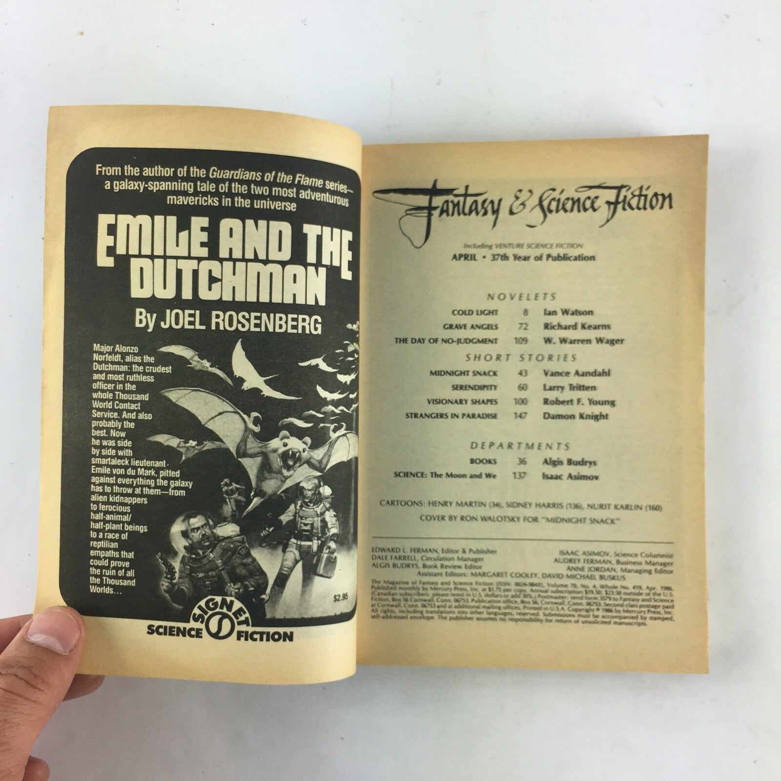 April Fantasy & Science Fiction Magazine Damon Knight Ian Watson Vance Aandahl