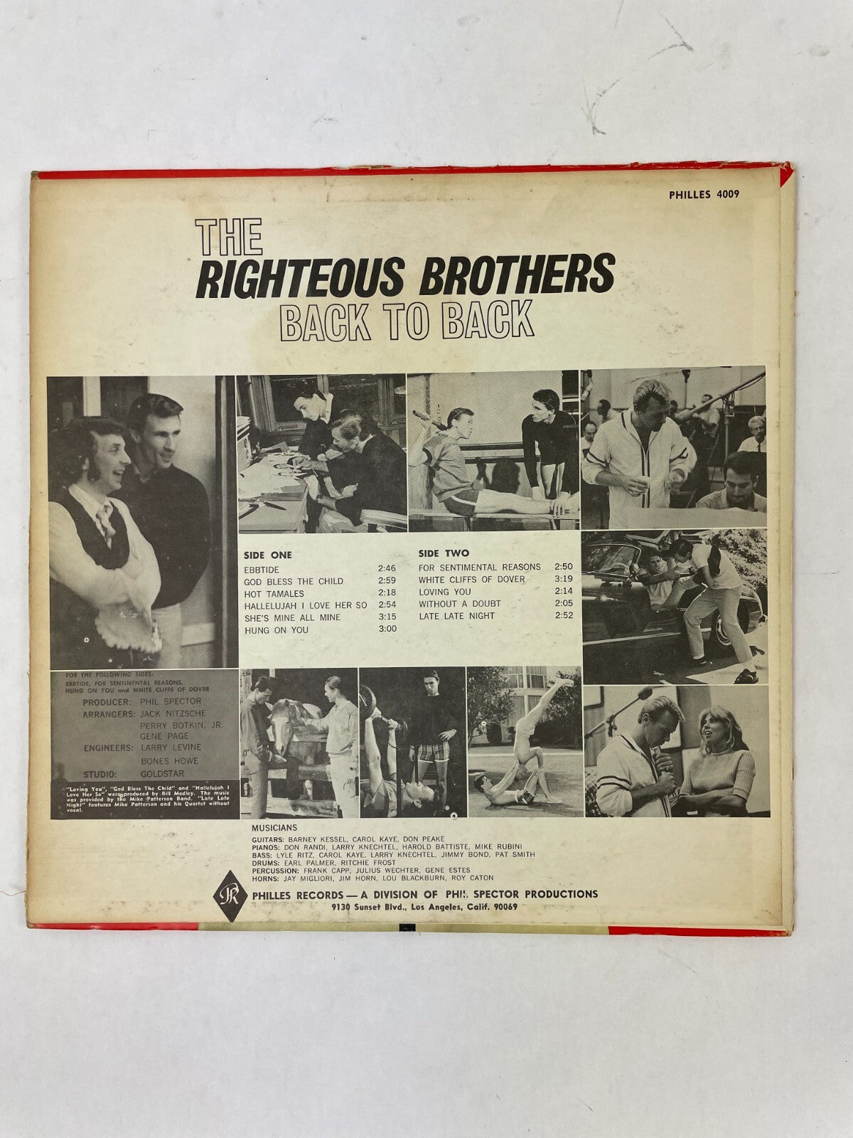 The Righteous Brothers Back to Back Ebbtide Hot Tamales Hung On You Vinyl Record