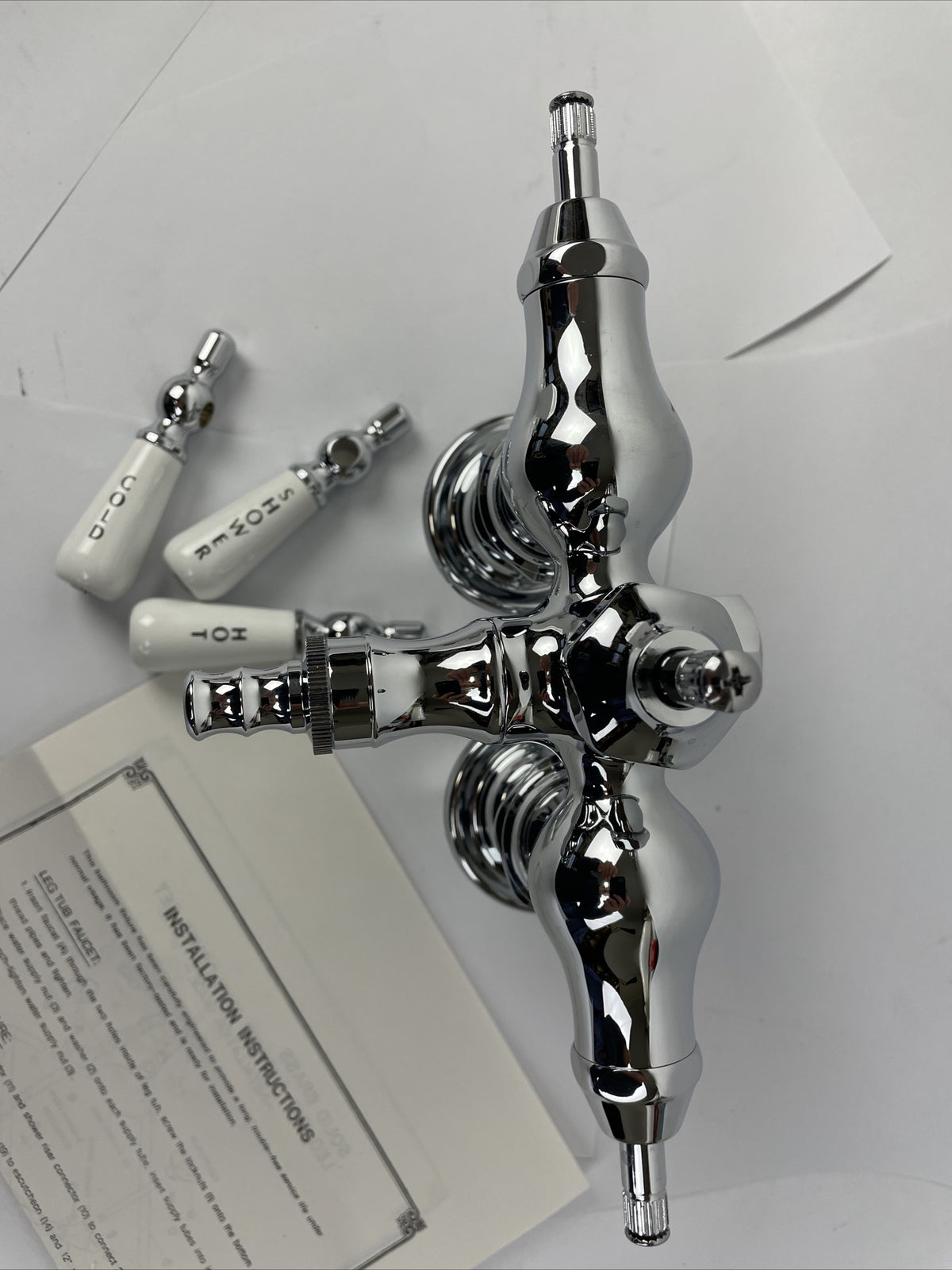 Spring House Chrome Clawfoot Tub Faucet with Riser Connection