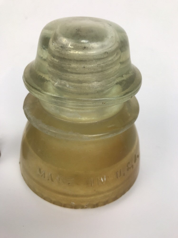 Clear #42 Hemingray glass insulator With Wood Core