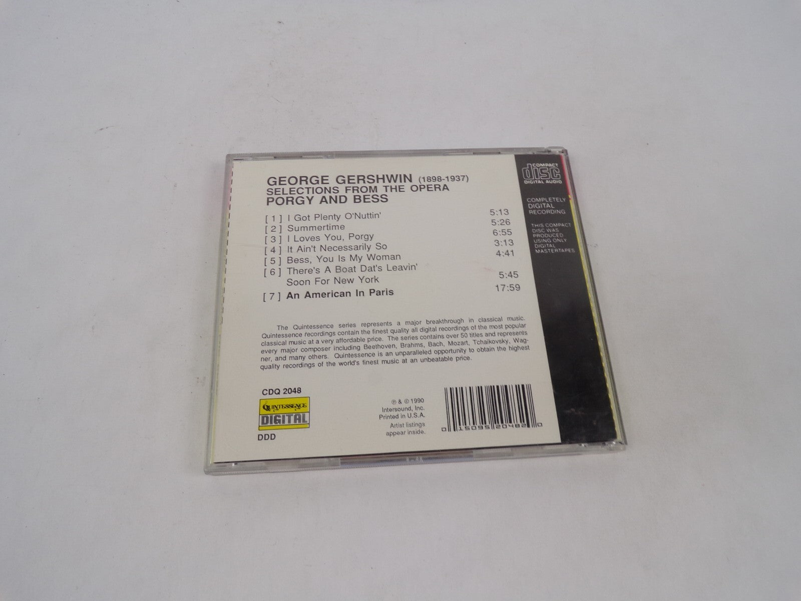 Gershwin Porgy And Bess Anamerican In Paris I Got Plenty O'Nuttin' SummertiCD#71